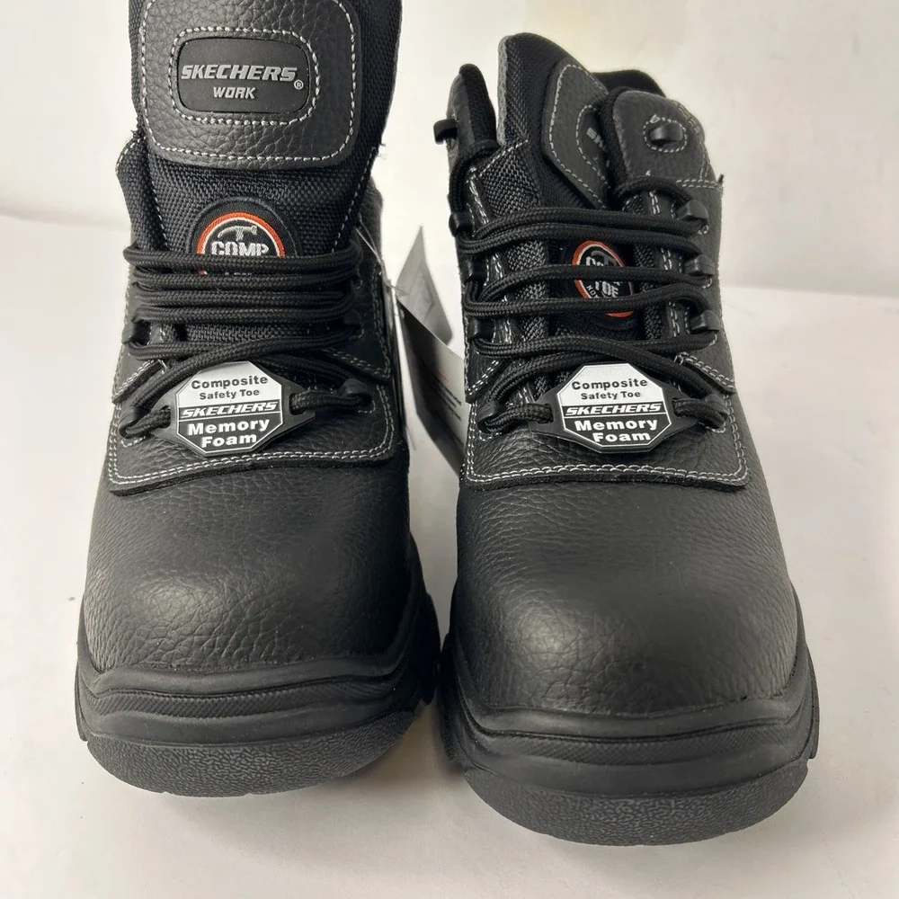 Skechers Burgin Sosder Black Comp Toe Work Boots Men Size 9 Workwear Tough Boots